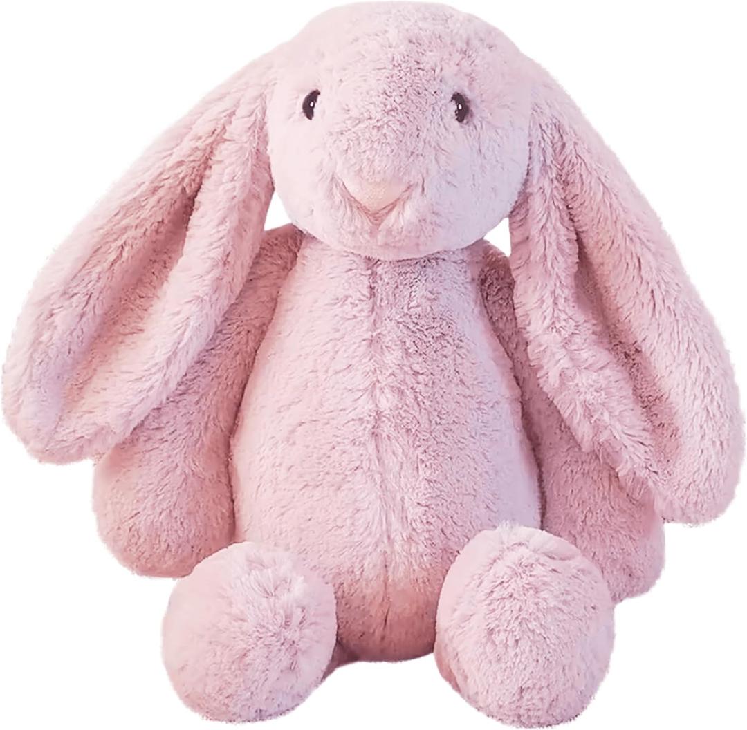 Pink Bunny Stuffed Animal - Medium 16" Adorable Rabbit Plush Toy Gift for Kids, Spring Decor, Easter