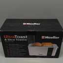 Mueller UltraToast Stainless Steel Toaster 4 Slice  Extra-Wide 1.6" Slots for Artisan Bread, Bagels & Frozen Waffles, 6 Browning Levels, LED Display, Cancel/Defrost/Reheat, Removable Crumb Tray