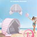 Pop Up Baby Beach Tent,UPF 50+ UV Sun Protection Portable Beach Tent for Baby Infant Toddler, Lightweight Sun Shelter with Ventilation Door Curtain,Outdoor Beach Travel Backyard, Pink, 54 x 35 x 26 inches
