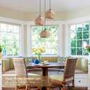 3-Light Mini Hemp Rope Woven Pendant Light Kitchen Island,3 Dome Hand Woven Boho Rattan Chandelier Farmhouse Wicker Ceiling Light,rustic Light Fixture For Living Room Hallway Dining Room(Bulb Incl.)