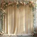 10x10ft Wrinkle Free Champagne Backdrop Curtain for Parties Soft Fabric Drapes Wedding Champagne Curtain Backdrop for Birthday Party Decorations Background for Photography 5x10ft, 2 Panels
