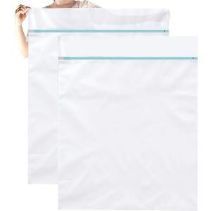OTraki Large Washing Machine Bag 2 Pack 43 x 35in XL Mesh Laundry Bags 2 Pack Heavy Duty Zipper Big Dryer Wash Net for Delicates Bedding Blanket Pet Bed Camp Travel Dorm Jumbo Netted Organizer White (35 x 43 inch)