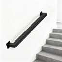4FT Stair Railing Indoors, Metal Hand Rails for for Stairs Hallway Corridor, Wall-Mounted 500lb Capacity, Black