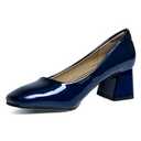 Heel The World Women's Dress Pumps Low Chunky Block Heels Square Toe Party Office Shoes Blue 07