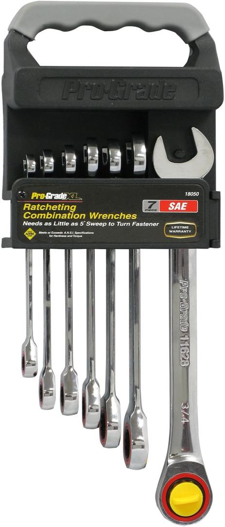 Allied Tools 18050 7 Piece Standard 5/16-Inch to 3/4-Inch Ratcheting Combination Wrench Set