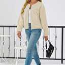 kipfall Womens Wool Blend Bomber Jackets Fall Winter Cropped Zip Up Coat Hoodless Outwear with Pockets (Gray, L)