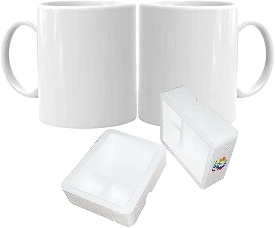 MR.R Sublimation Blanks Dishwasher White Ceramic Coffee Mugs Drinking Cup Mug For Milk Tea Cola Water,11oz, 2PCS per set