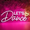 SYLHOME Let's Dance Led Neon Light Sign Heart Dance Studio Girls Bedroom Classroom Wall Sign Decor Kitchen Wedding Birthday Party Decor 15.75" X 7.28" USB