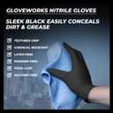 GLOVEWORKS Black Nitrile Gloves 5 Mil Disposable, Latex Free, Textured Grip for Food Service, Cooking, Professional Cleaning, Size M, Case of 1000