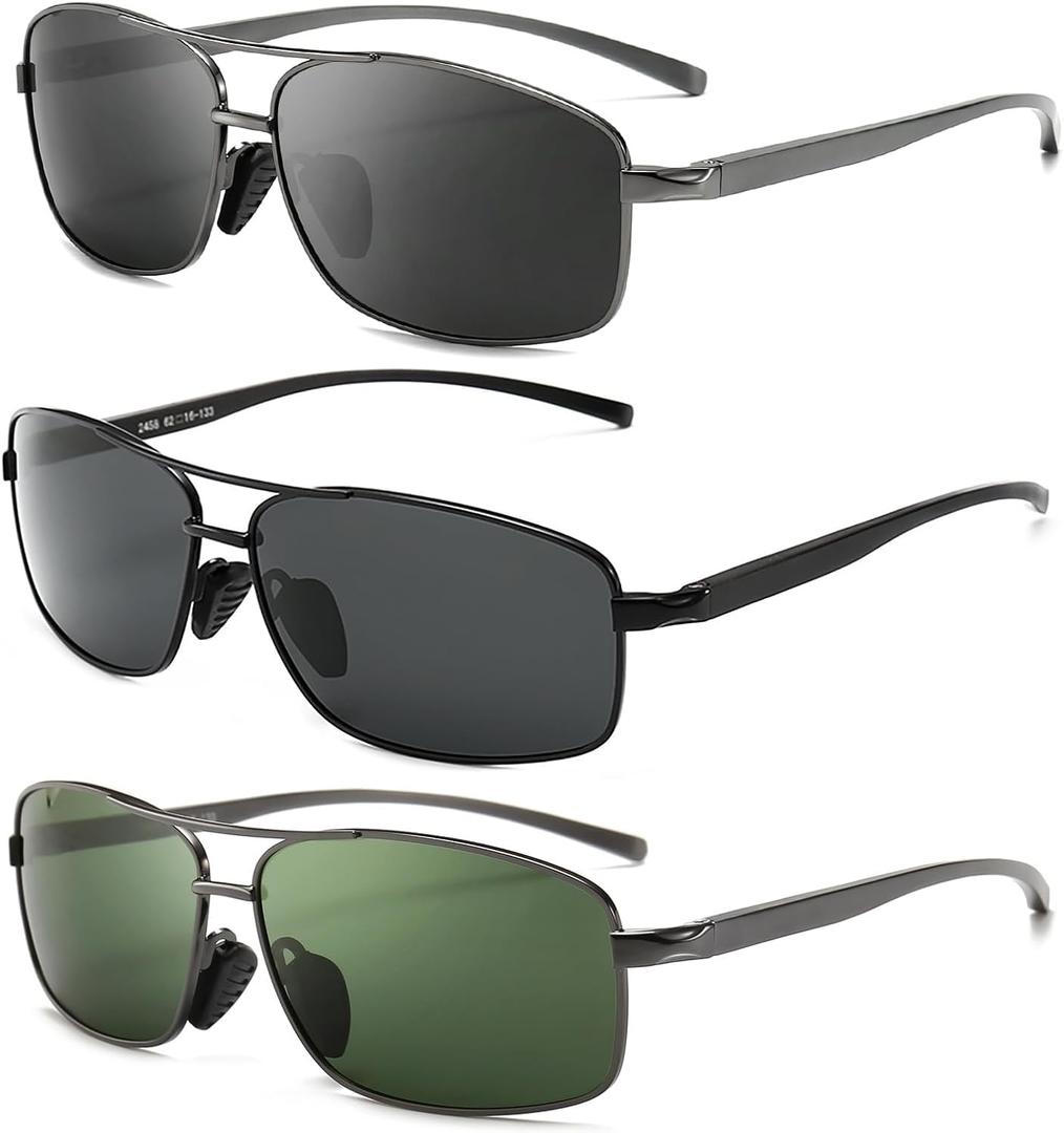 SUNGAIT Ultra Lightweight Rectangular Polarized Sunglasses Men UV400 Protection