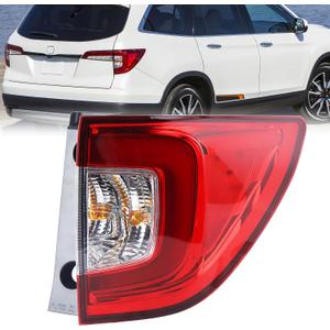 Right Passenger Side Outer LED Tail Light Fit for 2019 2020 2021 2022 Honda Pilot Rear Lamp Red Clear With Bulbs RH HO2805120 33500TG7A11 HD668B010R