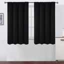 Satin Black Curtain,Size 42 x 46, 2 Pack