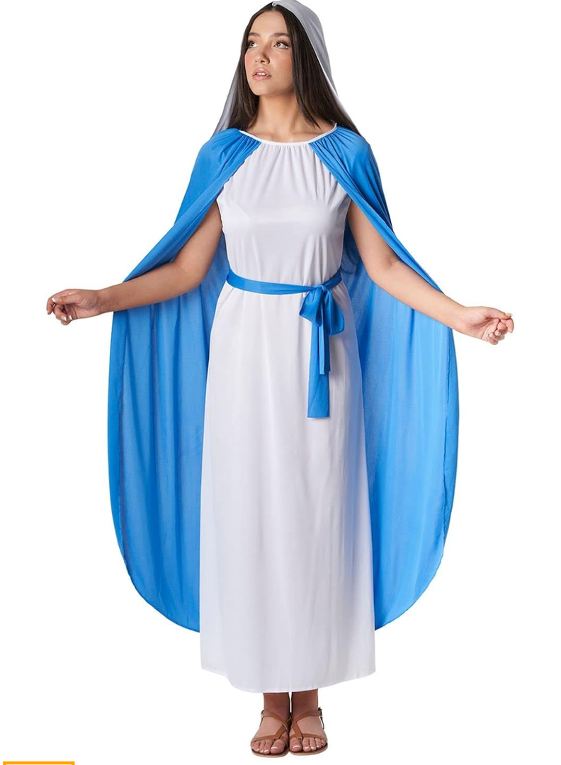 Morph Costumes Virgin Mary Costume For Women Blue Biblical Christmas Nativity Outfit For Adults Holiday Celebrations, Small