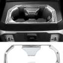 Armrest Box Rear Cup Holder Cover Trim Bezel Fit for Ford F150 2015 2016 2017 2018 2019 2020 Rear Water Bottle Holder Cover Trim Center Consoles Interior Decor Accessories, Chrome