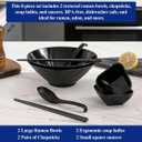 Berglander Ramen Bowl Set 40 oz of 2 with Dipping Bowls Chopsticks Spoons, Unbreakable Japanese Style Plastic Noodle Soup Bowls for Asian Pho Soup Thai Miso Udon Wonton