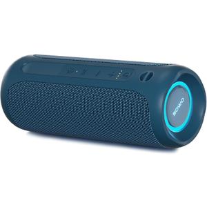 SOWO Portable Bluetooth Speaker, IPX7 Waterproof Wireless Bluetooth Speaker, Bassboom Technology, 25W Loud Stereo Sound, LED Light with TWS Pairing, 16H Playtime for Home and Outdoor -Blue