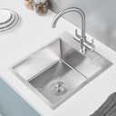 POPFLY 15×17 Inch Drop In Kitchen Sink, 6 Inches Deep Small Bar Sink