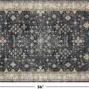 Black Washable 2x3 Entry Rug, Small Rugs for Entryway Kitchen Bathroom Door Mat Indoor Entrance, Non Slip Rubber Backing, Stain & Fade Resistant, Ashen Charcoal Floral Farmhouse Decor