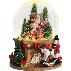 Taman Christmas Snow Globe, Santa with Gifts,White Horse,Nutcracker Musical with Swirling Glitter Snowflakes Lighted Christmas Decorations Tabletop Home Dcor