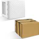 2 Pcs Window Air Conditioner Cover Indoor Outdoor Adjustable Waterproof Window Ac Cover Outdoor with Drawstring for Winter(White & Khaki,Inside 21 x 15 x 3.5 in, Outside 21 x 16 x 15 in)