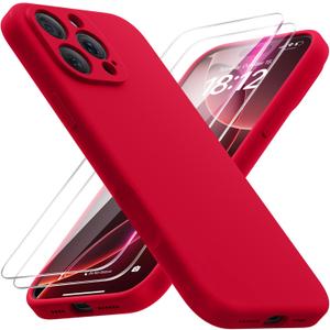 FlyReal Magnetic for iPhone 16 Pro Case, Compatible with MagSafe, (Integrated Silicone Camera Control Button) (Camera Protection) + Screen Protectors, Microfiber Lining Case 6.3", Deep Red