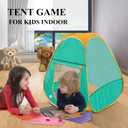 Kids Play Tent 2 Pcs Pop Up Tent for Girls and Boys, Automatic Setup and Foldable Playhouse Castle Toys Outdoor and Indoor (Green+Orange)