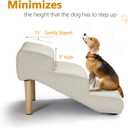 Senneny Imitation Linen Faux Leather Dog Stairs, for Pets up to 150 lbs, Waterproof, Scratch Resistant Pet Steps/Stairs with High Density Foam and Detachable Wooden Legs, Light Beige Linen, 3 Step