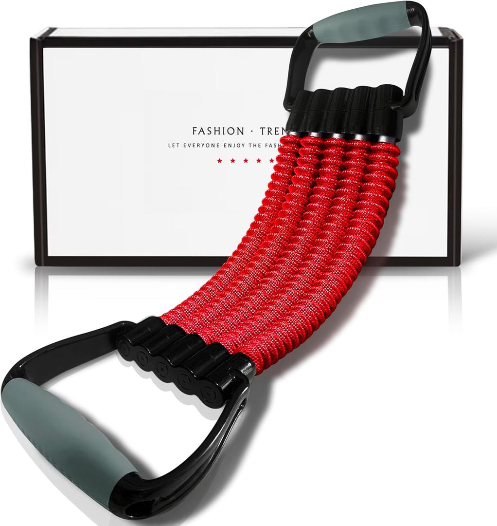 5-Level Chest Expander with Adjustable Resistance Bands, Exercise Band with Handle, Suitable for Men and Women of Different Strength Classes Fitness, Yoga, Training Home Gym Equipment (Red)