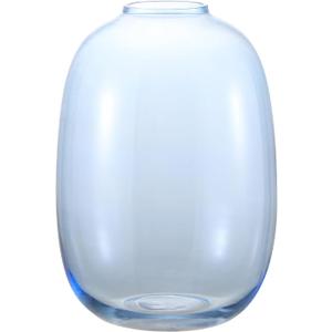 Blue Glass Vase, Large Glass Vase for Flowers, Tall Flower Vases, Modern Round Vases for Living Room, Bedroom, Kitchen, Mantle, Shelf, Wedding, Office, Entryway, 10 Inches
