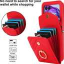 Asuwish Phone Case for Motorola Razr Plus 2025/Moto Razr 60 Ultra Wallet Cover with Ring Stand Card Holder Slot Crossbody Strap Lanyard RFID Blocking Purse Cell RazrPlus Plus2025 + 5G Women Girls Red