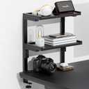 Spacrea clamp on Desk Shelf, 2 Tier Office Desk Shelves Organizer, Wood Desktop Supplies Storage Rack, Desk Organizers and Accessories (Black)