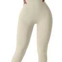 YEOREO Women Long Sleeve Workout Jumpsuit Zip Up Romper Bottom Pants Bodysuit Bodycon Sexy One Piece (Cream) XL