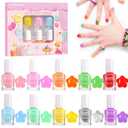 Kids Nail Polish Set for Girls - 10 Rainbow Colors Non-Toxic Quick Dry Peel Off Water Based Nail Polish Toys Kit for Toddler Teen Party