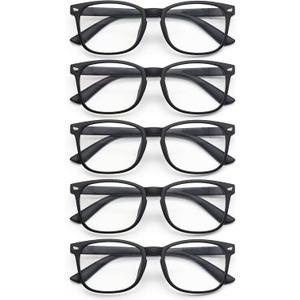 Blue Light Glasses for Woman Men | 99% Blue Light Blocking Glasses for Computer Gaming TV Phone Screen Square Frame | Anti Eyestrain & UV Glare Protection - 5 Pair (5 Pack Mix Color-7)
