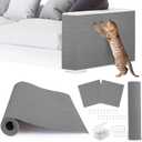 4pack Cat Scratch Couch Furniture and Wall Protector | Adhesive Cat Scratch Pad for Covering Cat Tower, DIY Climbing Cat Scratcher Couch Protector from Cat Claws Scratching (Light Gray)