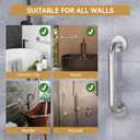 AmazerBath Shower Grab Bars for Bathtubs and Showers, Handicap Grab Bars for Shower Anti Slip, Shower Grab Bars for Senior for Wall Stainless Steel, Holds up to 500LBs, 12" L x 1" D, Brushed Nickel