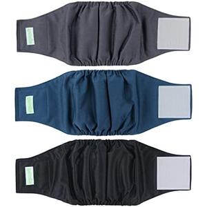 Wegreeco Washable Male Dog Belly Band - Pack of 3 - Washable Male Dog Belly Wrap, Small Doggie Dog Diapers Male for Doggy Puppy (Black, Charcoal, Navy, Small)