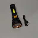 Solar/Rechargeable Multi Function 1000 Lumens LED Flashlight, with Emergency Strobe Light and 1200 Mah Battery, Emergency Power Supply and USB Charging Cable, Fast Charging (1PC) (Black)