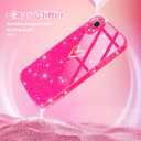 2 x Qviskteme for iPhone XR Case,with [1 x Tempered Glass Screen Protector] [Clear Glitter] Cute Bling Sparkly Phone Case Shockproof Protective Slim Soft Silicone Cover for Women Girls,6.1-Inch(Hot Pink)