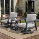 Trenlogne 3 Piece Aluminum Outdoor Swivel Rocking Chairs Set, All Weather Swivel Patio Chairs for Porch Deck Balcony Garden (Silver Gray)