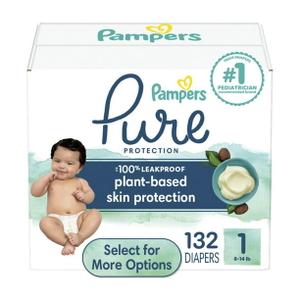 Pampers Pure Diapers Size 1, 132 Count 