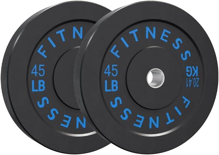 HulkFit 2-Inch Olympic Rubber Weight Plates Sets, Bumper Plates Set for Strength Training, Size: 45LB