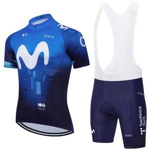 Cycling Jersey Men Set Bib Shorts Set Summer Mountain Bike Bicycle Suit Anti-UV Bicycle Team Racing Uniform Clothes (Blue, XXL)