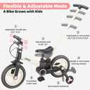 JMMD 6 in 1 Toddler Bike with Push Handle for Kids 18-60 Months, 12" Foldable Balance Bike with Training Wheels, Pedals, Brakes, Kickstand, Push Tricycle Toddler Gift & Toys for Boy & Girl