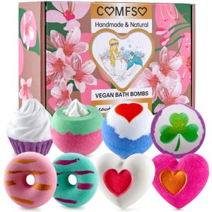 Bath Bombs for Girls - Bath Bombs, Valentines Day for Women Kids, Bubble Bath, Handmade Bath Bomb Gift Set Bathbombs Relaxing Spa Gifts Basket for Her Wife Mom Birthday Gifts (Brown)