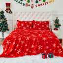 YIYEA Christmas Faux Fur Sheets, Luxury Ultra Soft Fleece Bed Sheets Set, Fluffy Plush Velvet Bedding for Fall Winter, Cozy Warmth, No Shedding, 4PC, Queen