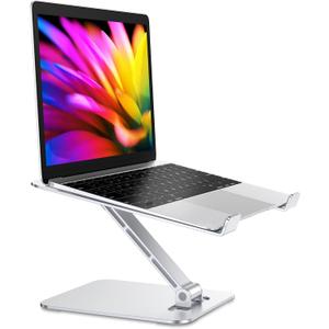 RIWUCT Foldable Laptop Stand, Height Adjustable Ergonomic Computer Stand for Desk Lecterns Riser, Aluminum Portable Laptop Riser Holder Notebook Mount Compatible with MacBook Pro Air, HP, Dell 10-16" (Silver)