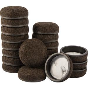 Super Sliders Secure Grip Formed Felt Movers for Furniture to Protect Hard Surfaces, 1.5", Brown (20 Pack)