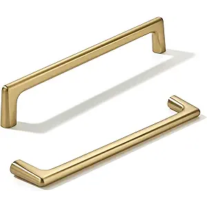 2 Pack Brushed Brass Cabinet Pulls 7-1/2 Inch(192mm) Hole Centers Satin Gold Cabinet Pulls Kitchen Cabinet Hardware for Cupboard Drawer Handles Dresser Pulls