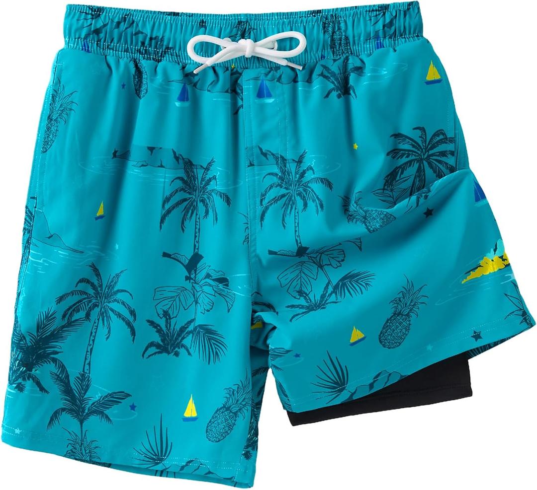 Angel season Boys Swim Trunks with Compression Liner Boxer Brief Teens Swimsuit Youth UPF 50+ Board Short Size 7-14Years